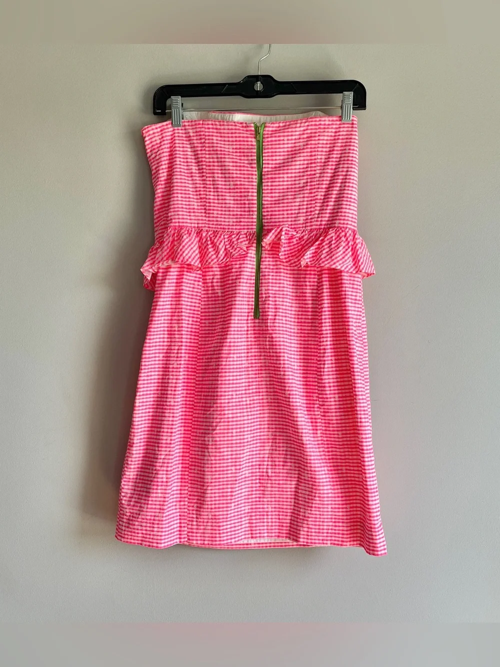 Lilly Pulitzer strapless pink gingham dress womens 8 Lowe seersucker preppy mini - Picture 4 of 14